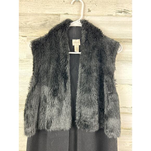 Chicos womens xtra small faux fur Anastasia Vest long cardigan - Picture 5 of 6